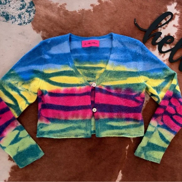 The Elder Statesman Cashmere Set Frank Cardigan and Dip Dye Chunky Cable Shorts - Picture 8 of 15